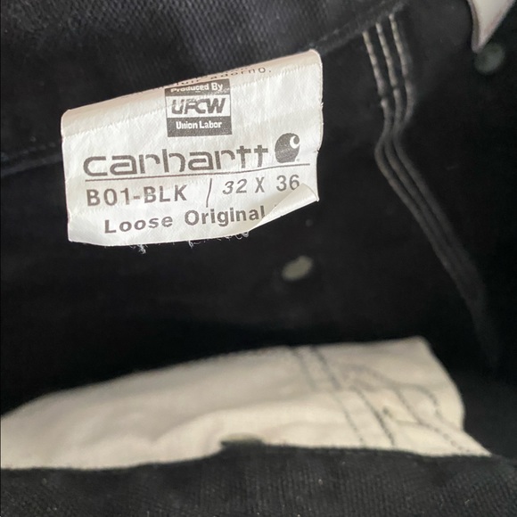 Carhartt Double Knee Dungaree Carpenter Work Pants Sz 32x36 Black B01 - Picture 6 of 9